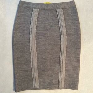 Cut25 by Yigal Azruel Gray Ribbon Braided Detail Mini Skirt S zipper stretch